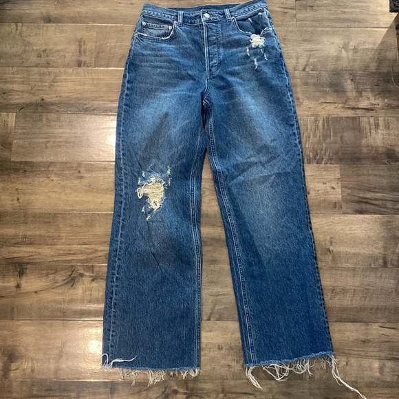 NEW Boyish Mikey distressed High Rise Wide Leg Jeans - Picture 3 of 7